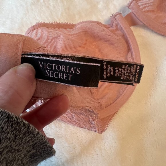 Victoria's Secret VERY SEXY Unlined Zebra Lace Demi Bra demure pink size 32DDD - Picture 11 of 15